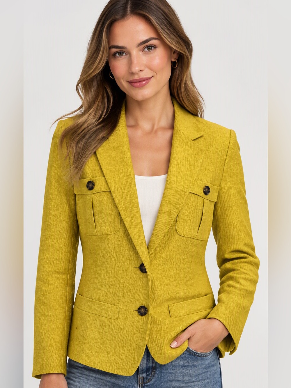 Banana Republic Yellow Textured Blazer